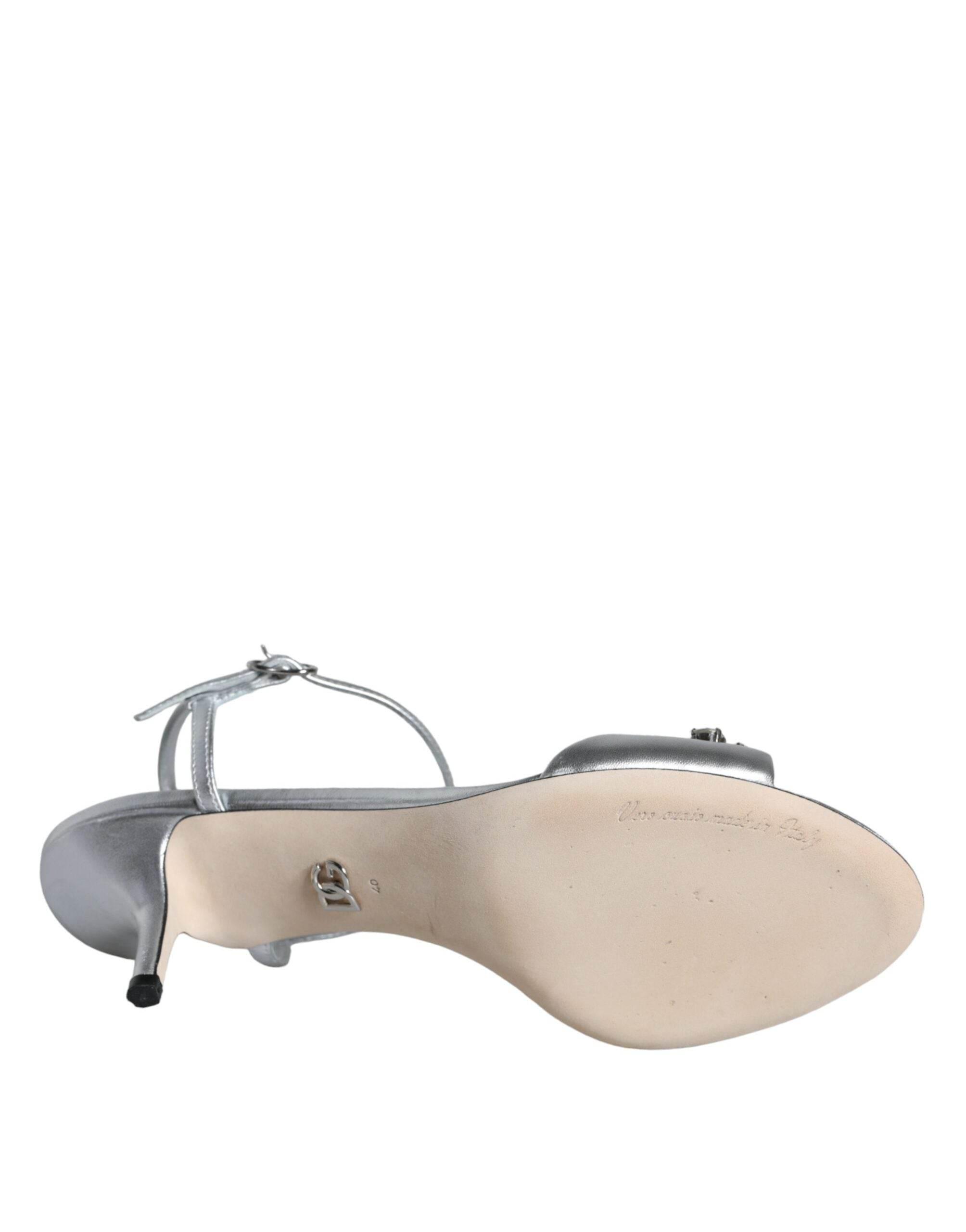 Dolce & Gabbana Silver Crystal AnkleStrap Keira Sandals Shoes - Hilstor
