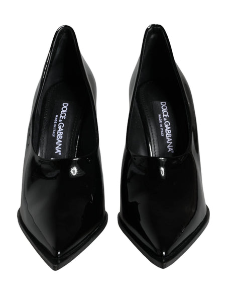 Dolce & Gabbana Black Patent Leather High Heels Pumps Shoes - Hilstor