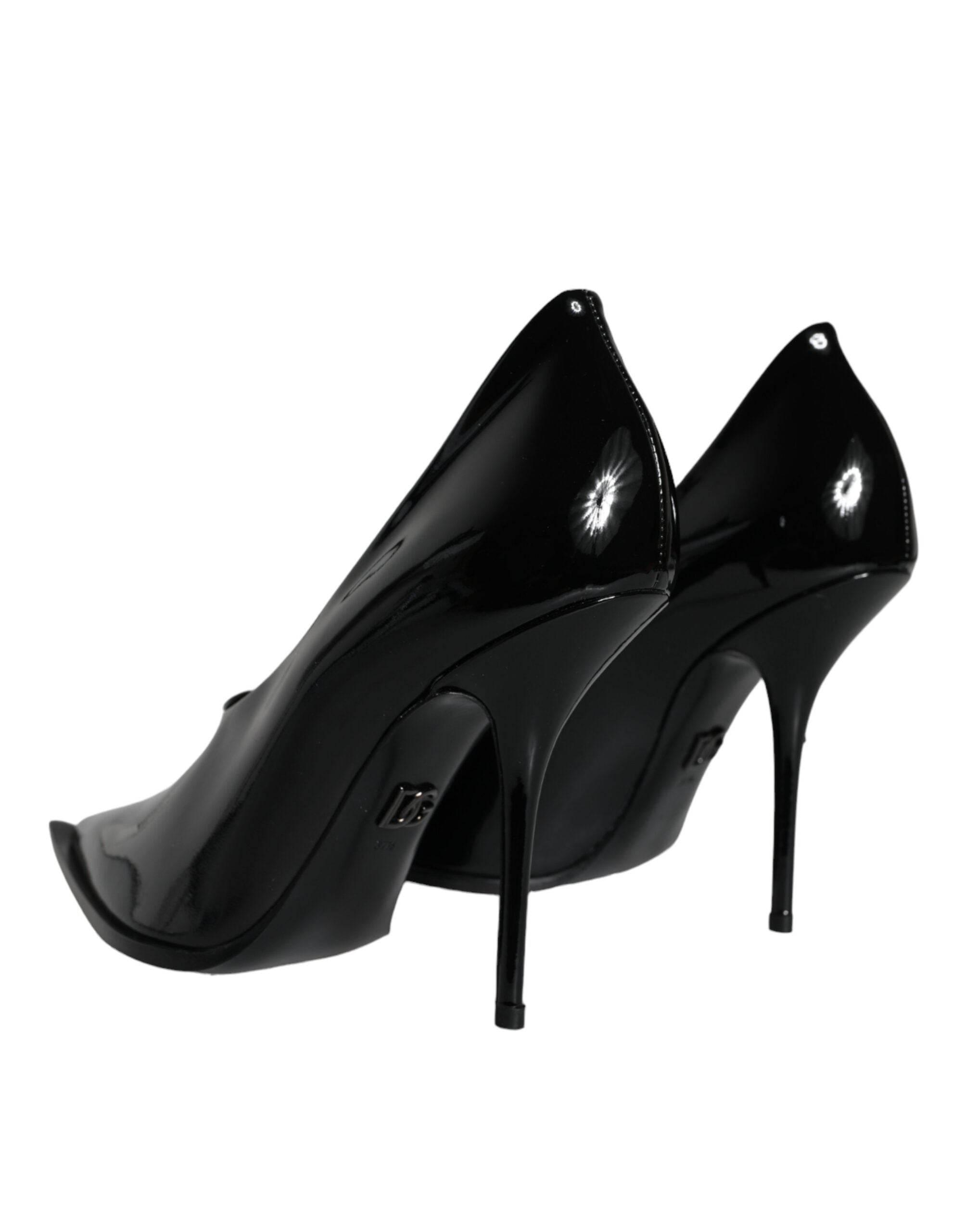 Dolce & Gabbana Black Patent Leather High Heels Pumps Shoes - Hilstor