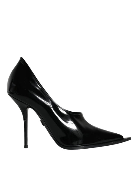 Dolce & Gabbana Black Patent Leather High Heels Pumps Shoes - Hilstor