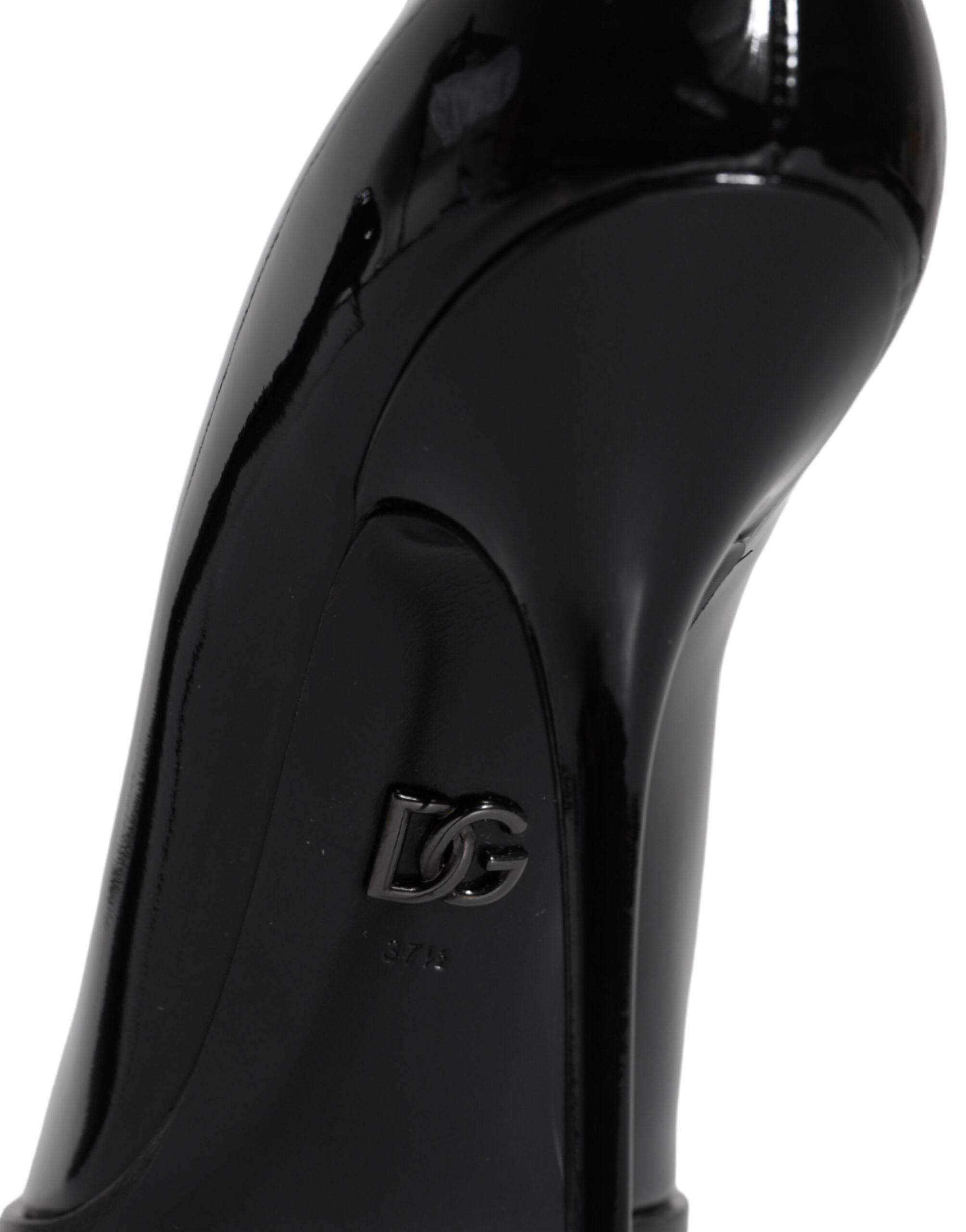 Dolce & Gabbana Black Patent Leather High Heels Pumps Shoes - Hilstor