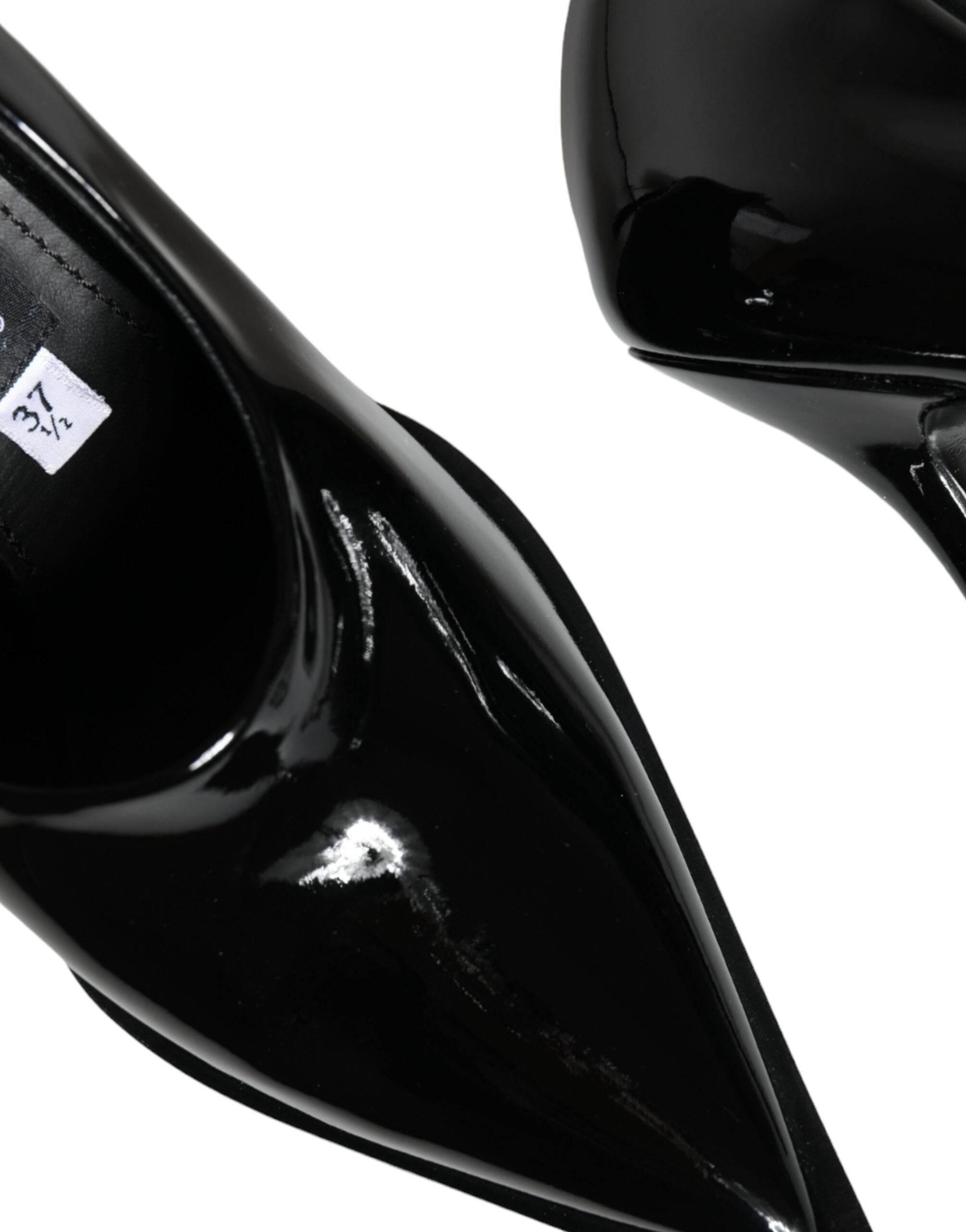 Dolce & Gabbana Black Patent Leather High Heels Pumps Shoes - Hilstor