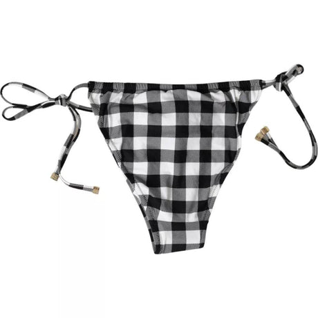 Dolce & Gabbana Black White Check Swimwear Beachwear Bottom Bikini - Hilstor