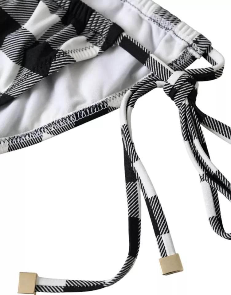 Dolce & Gabbana Black White Check Swimwear Beachwear Bottom Bikini - Hilstor