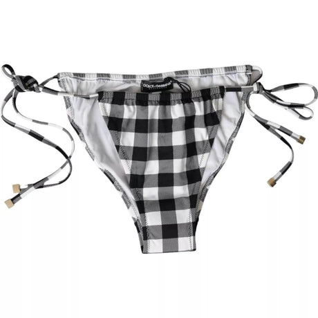 Dolce & Gabbana Black White Check Swimwear Beachwear Bottom Bikini - Hilstor