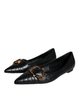 Dolce & Gabbana Black Devotion Leather Pointy Flats Shoes - Hilstor