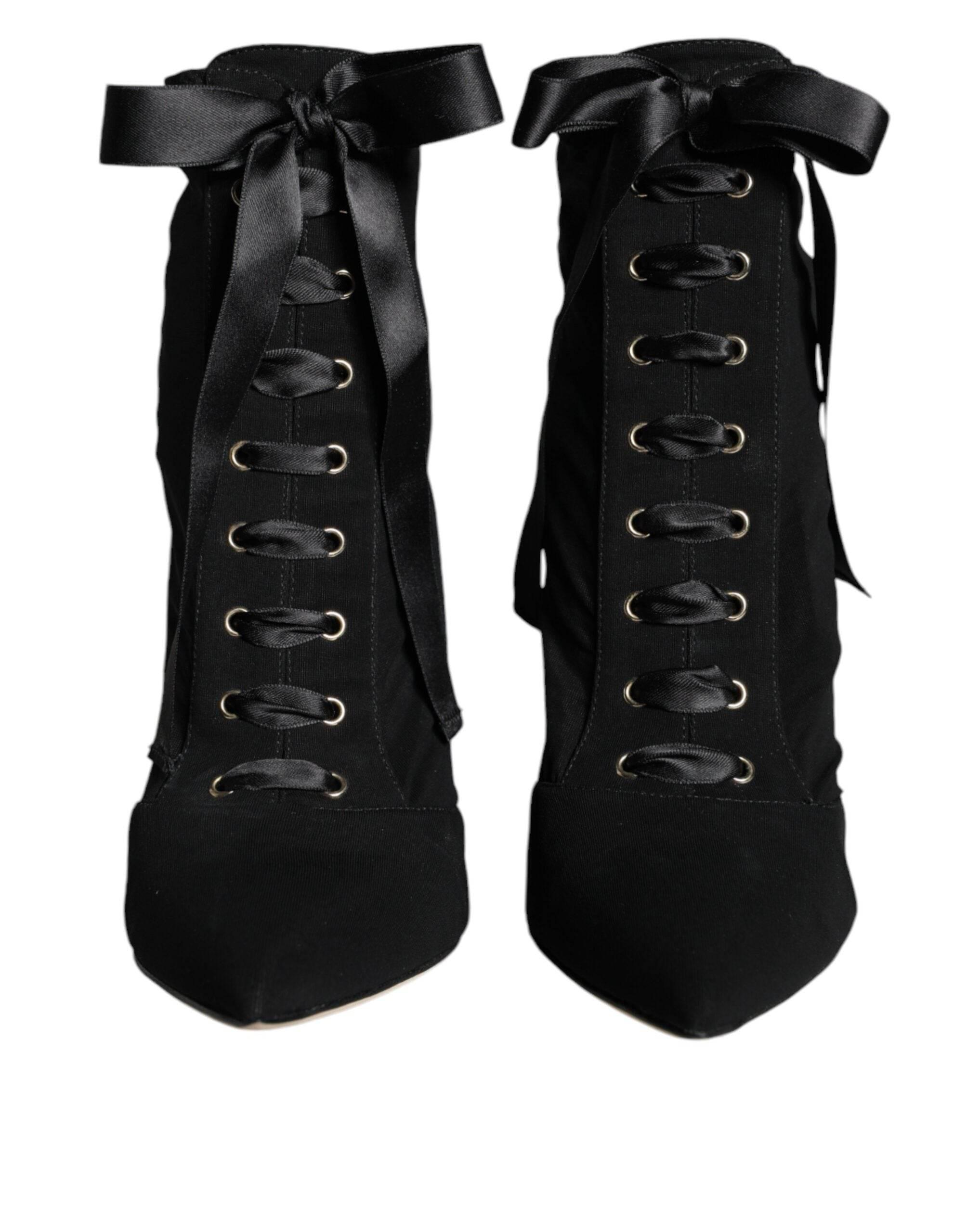 Dolce & Gabbana Black Jersey Stretch Ankle Booties Shoes - Hilstor