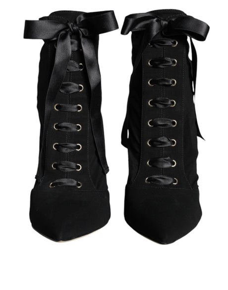 Dolce & Gabbana Black Jersey Stretch Ankle Booties Shoes - Hilstor