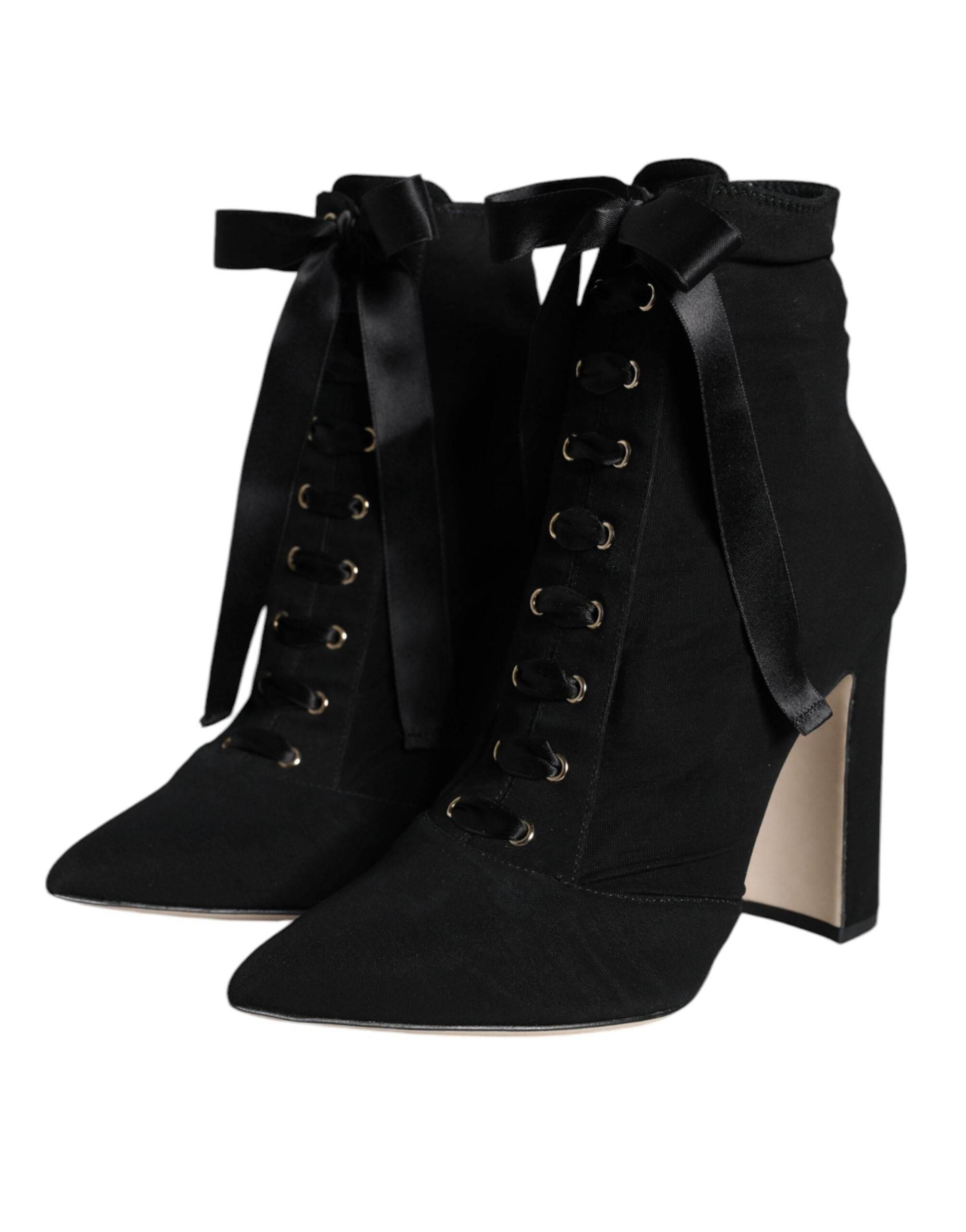 Dolce & Gabbana Black Jersey Stretch Ankle Booties Shoes - Hilstor