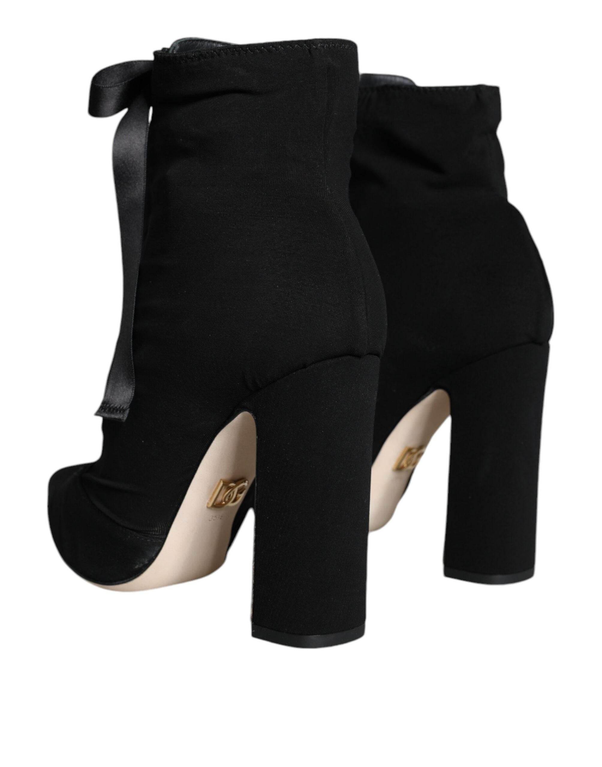 Dolce & Gabbana Black Jersey Stretch Ankle Booties Shoes - Hilstor