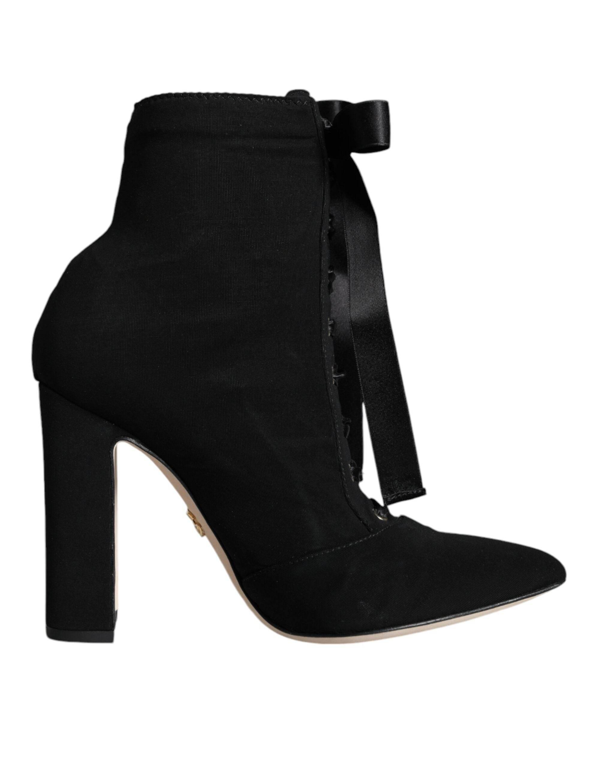 Dolce & Gabbana Black Jersey Stretch Ankle Booties Shoes - Hilstor