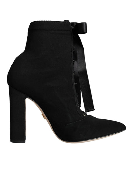 Dolce & Gabbana Black Jersey Stretch Ankle Booties Shoes - Hilstor