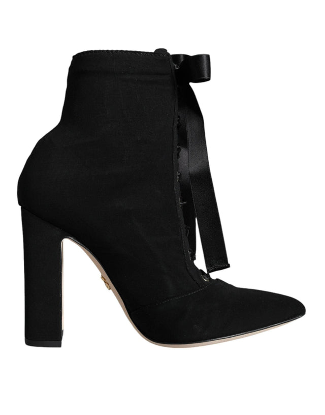 Dolce & Gabbana Black Jersey Stretch Ankle Booties Shoes - Hilstor