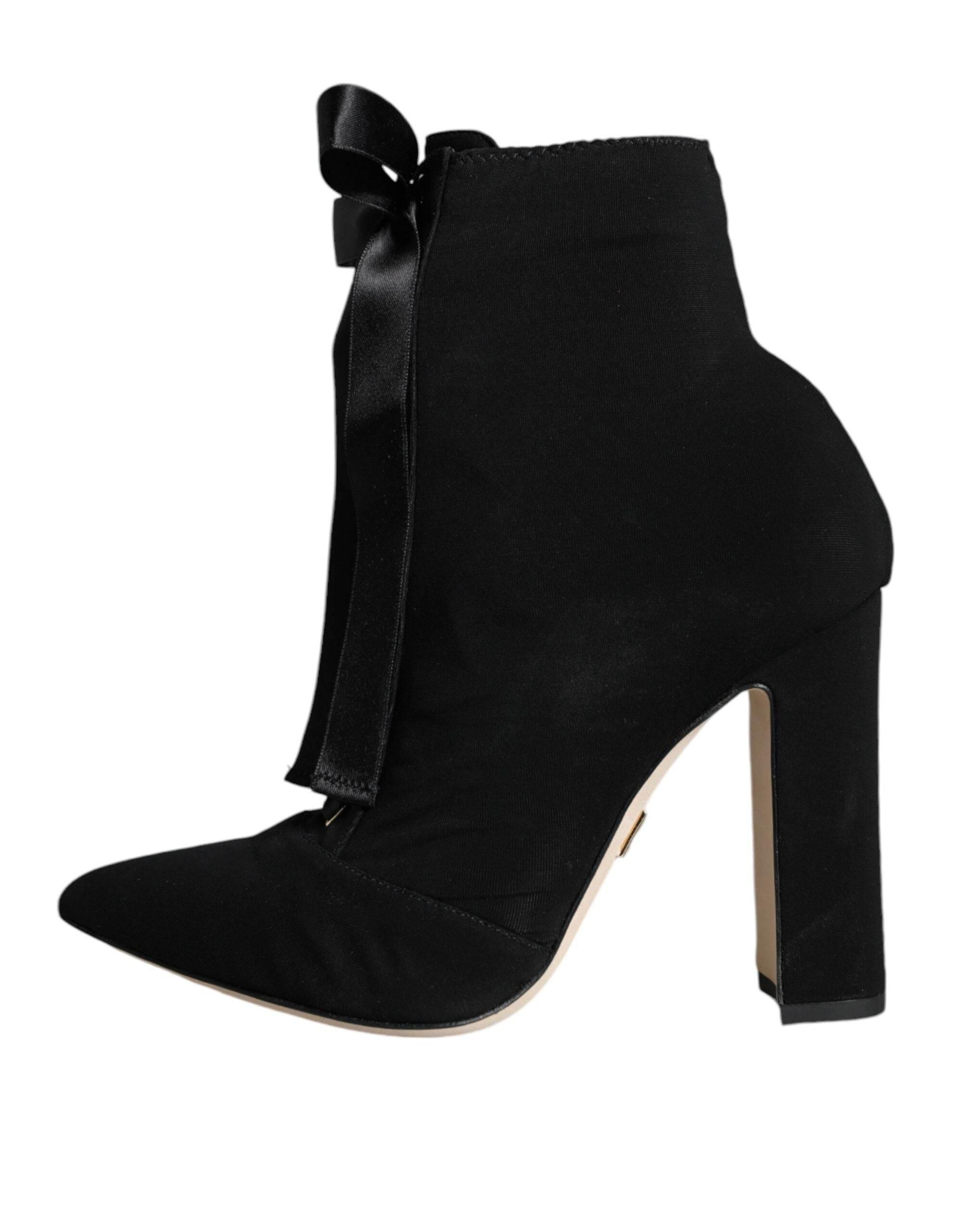 Dolce & Gabbana Black Jersey Stretch Ankle Booties Shoes - Hilstor