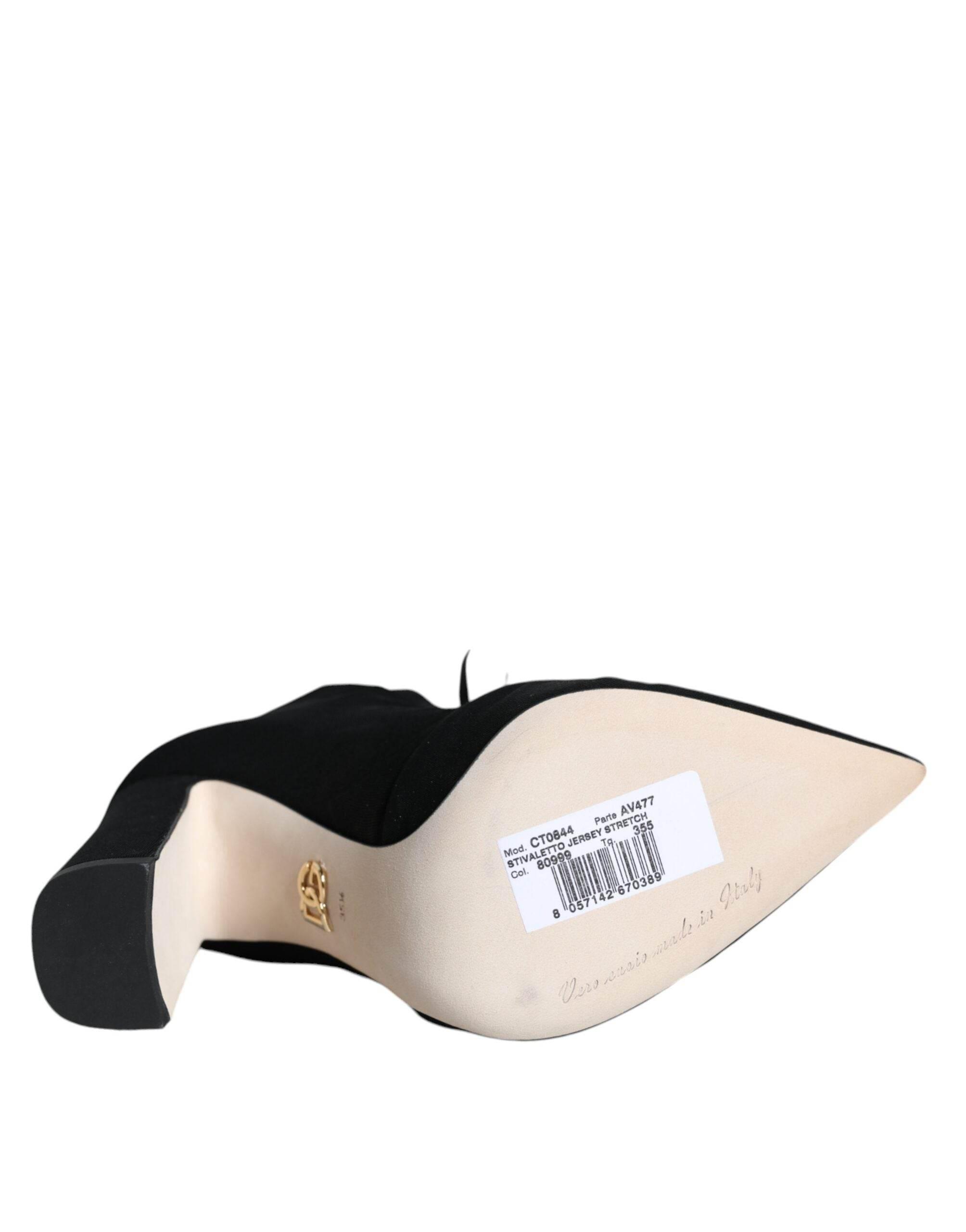 Dolce & Gabbana Black Jersey Stretch Ankle Booties Shoes - Hilstor