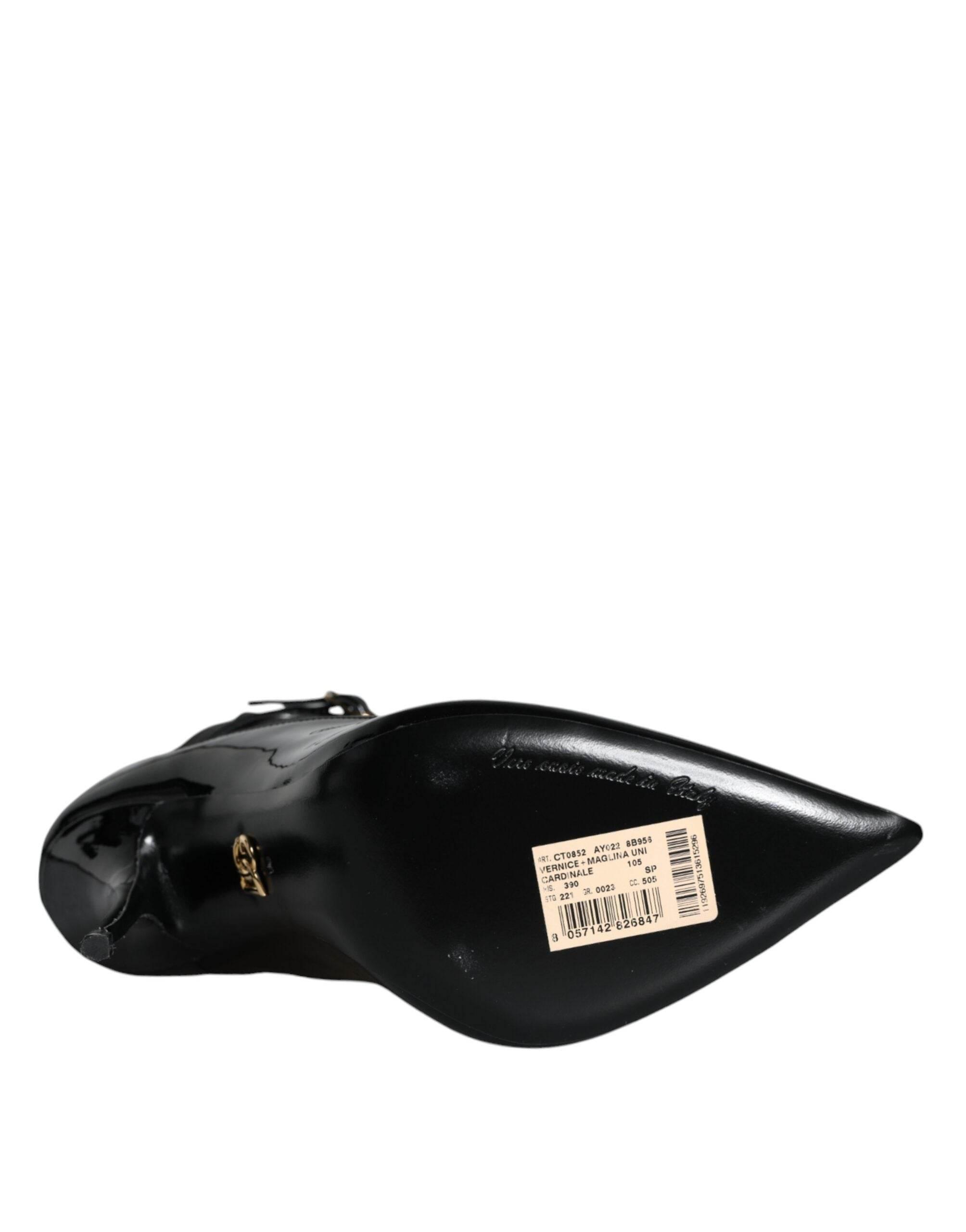 Dolce & Gabbana Black Leather Stilettos Booties Socks Shoes - Hilstor