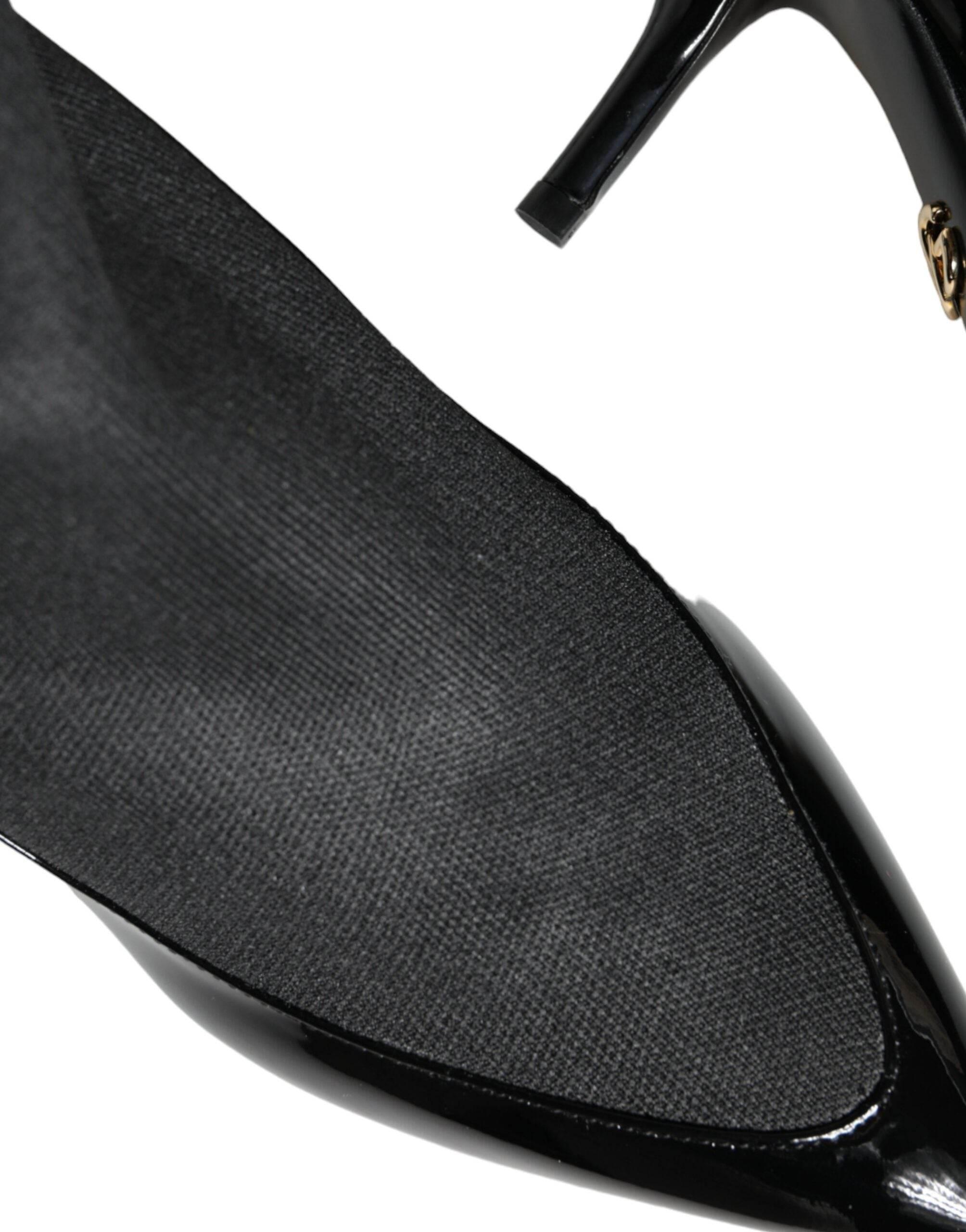 Dolce & Gabbana Black Leather Stilettos Booties Socks Shoes - Hilstor