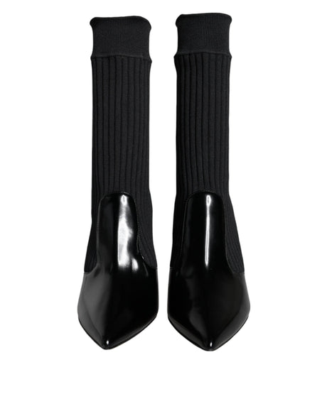 Dolce & Gabbana Black Stretch Stilettos Booties Socks Shoes - Hilstor