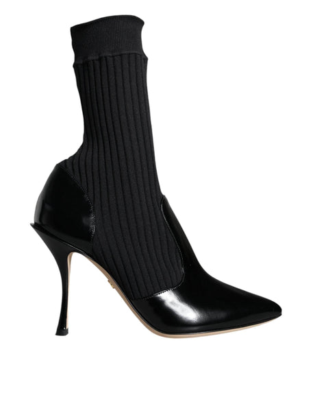 Dolce & Gabbana Black Stretch Stilettos Booties Socks Shoes - Hilstor