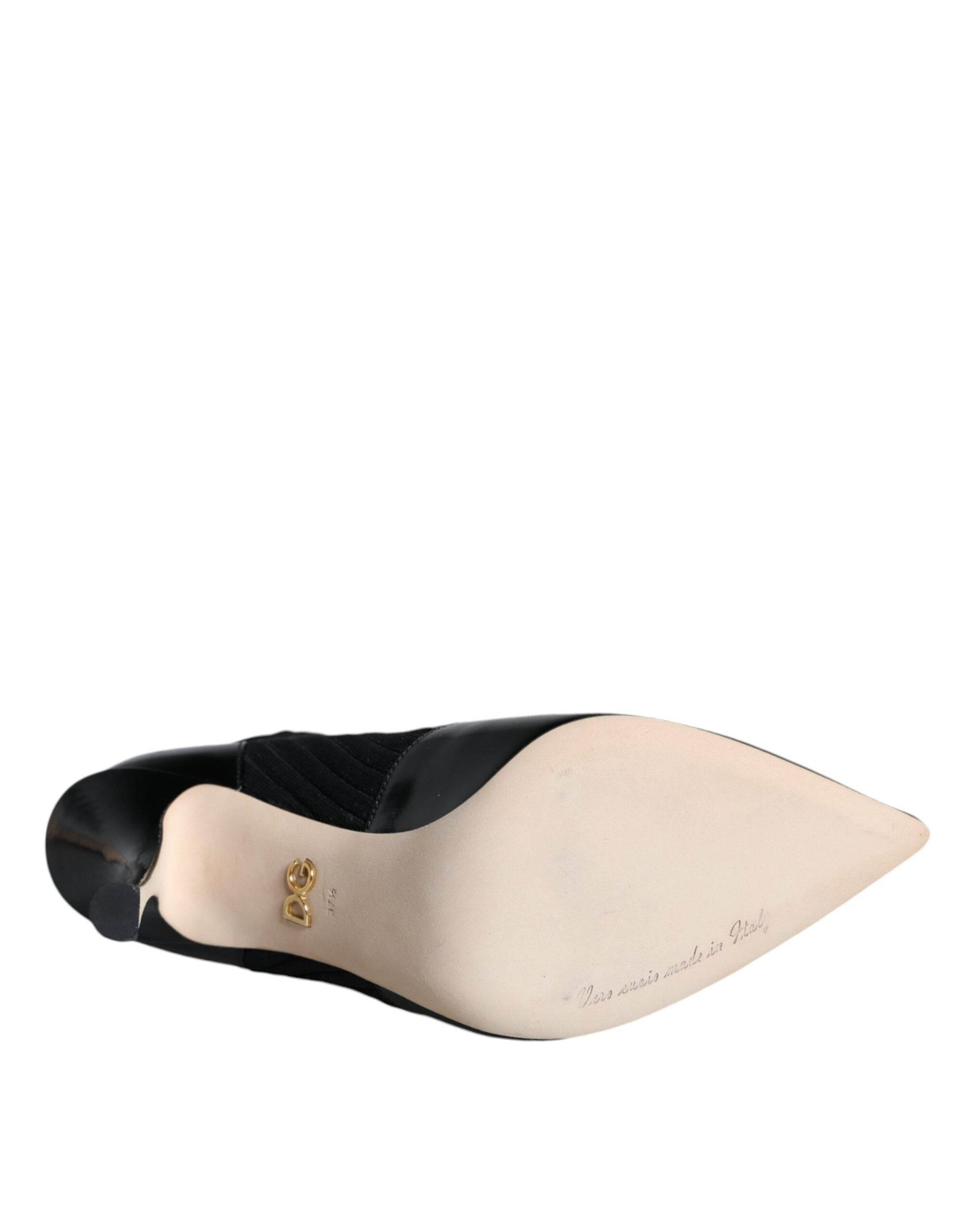 Dolce & Gabbana Black Stretch Stilettos Booties Socks Shoes - Hilstor