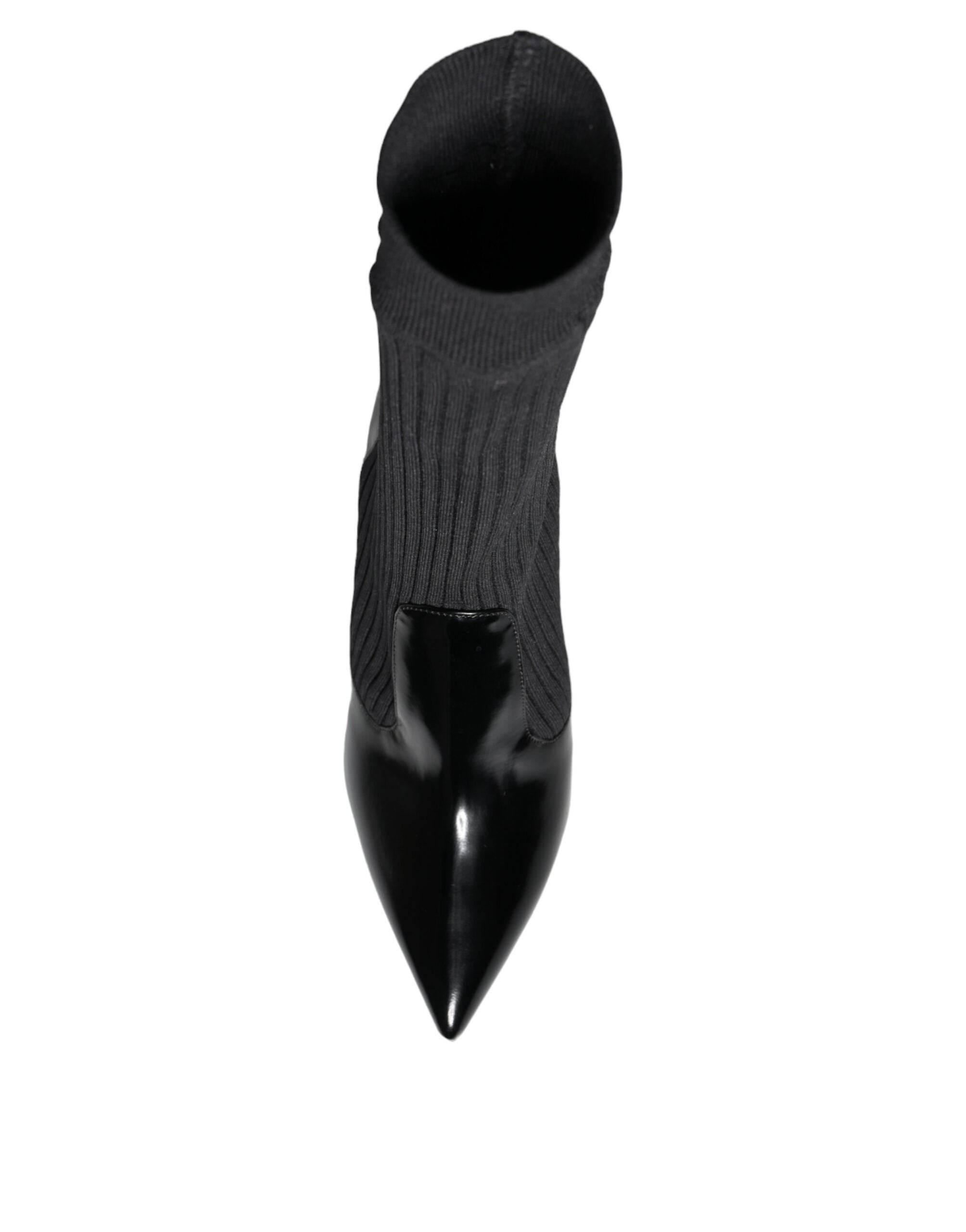 Dolce & Gabbana Black Stretch Stilettos Booties Socks Shoes - Hilstor