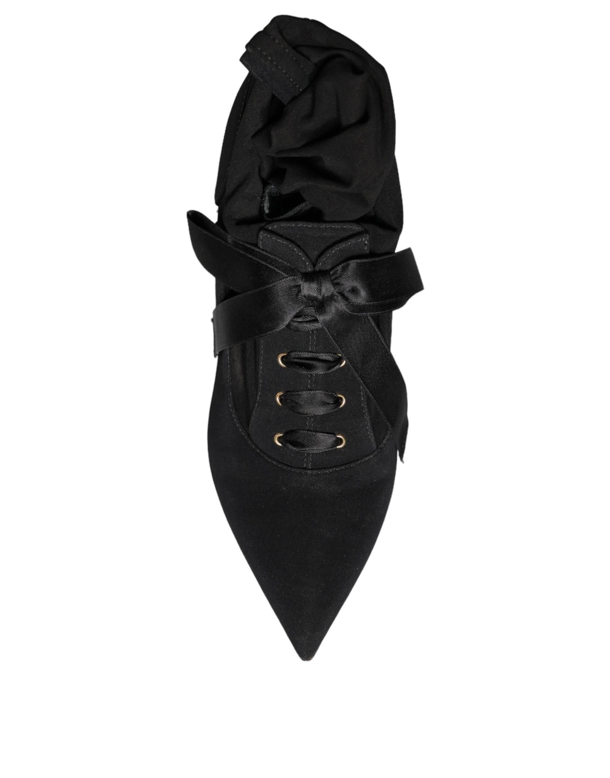 Dolce & Gabbana Black Stiletto Heels Mid Calf Boots Shoes - Hilstor