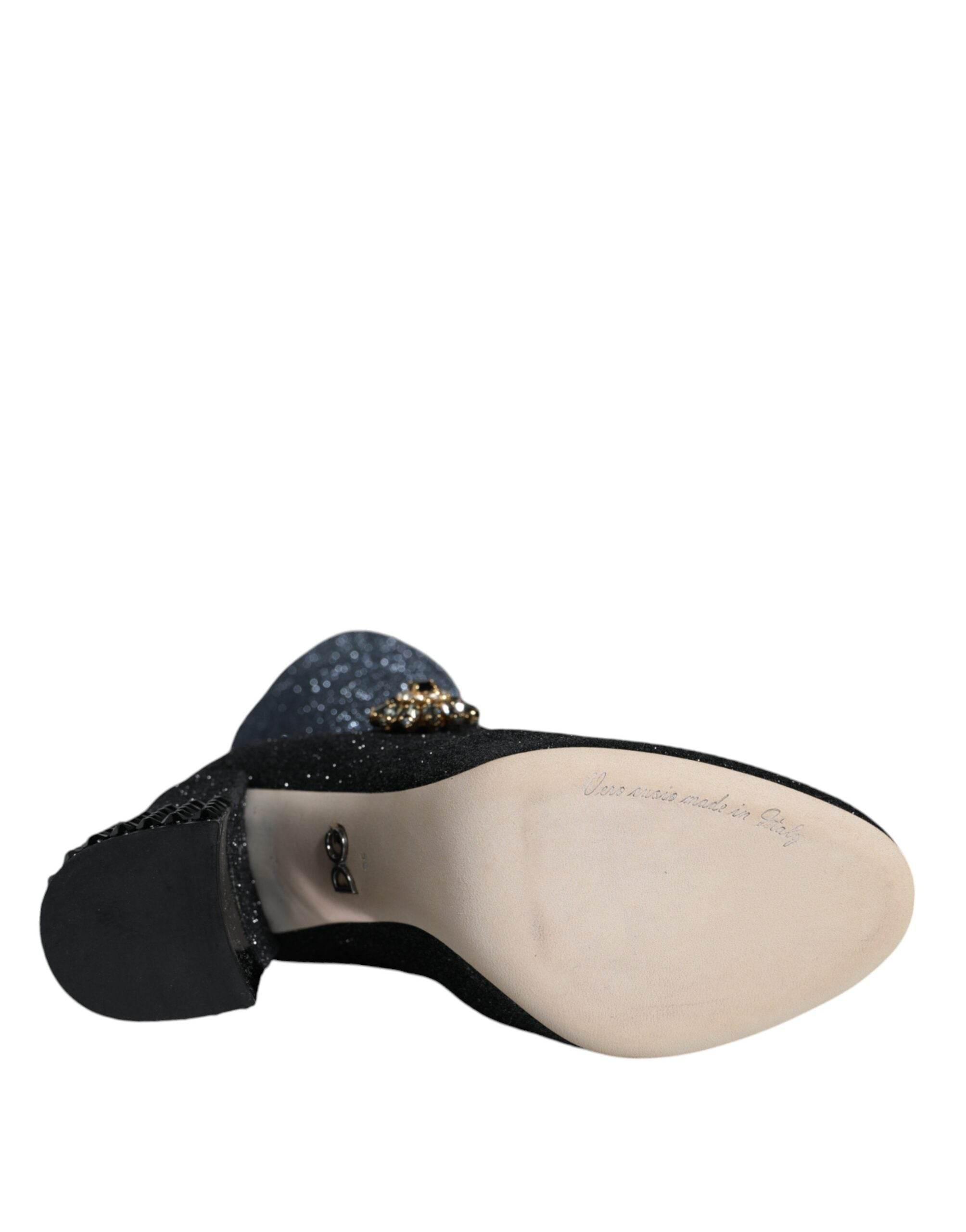 Dolce & Gabbana Black Crystal Mary Janes Booties Shoes - Hilstor