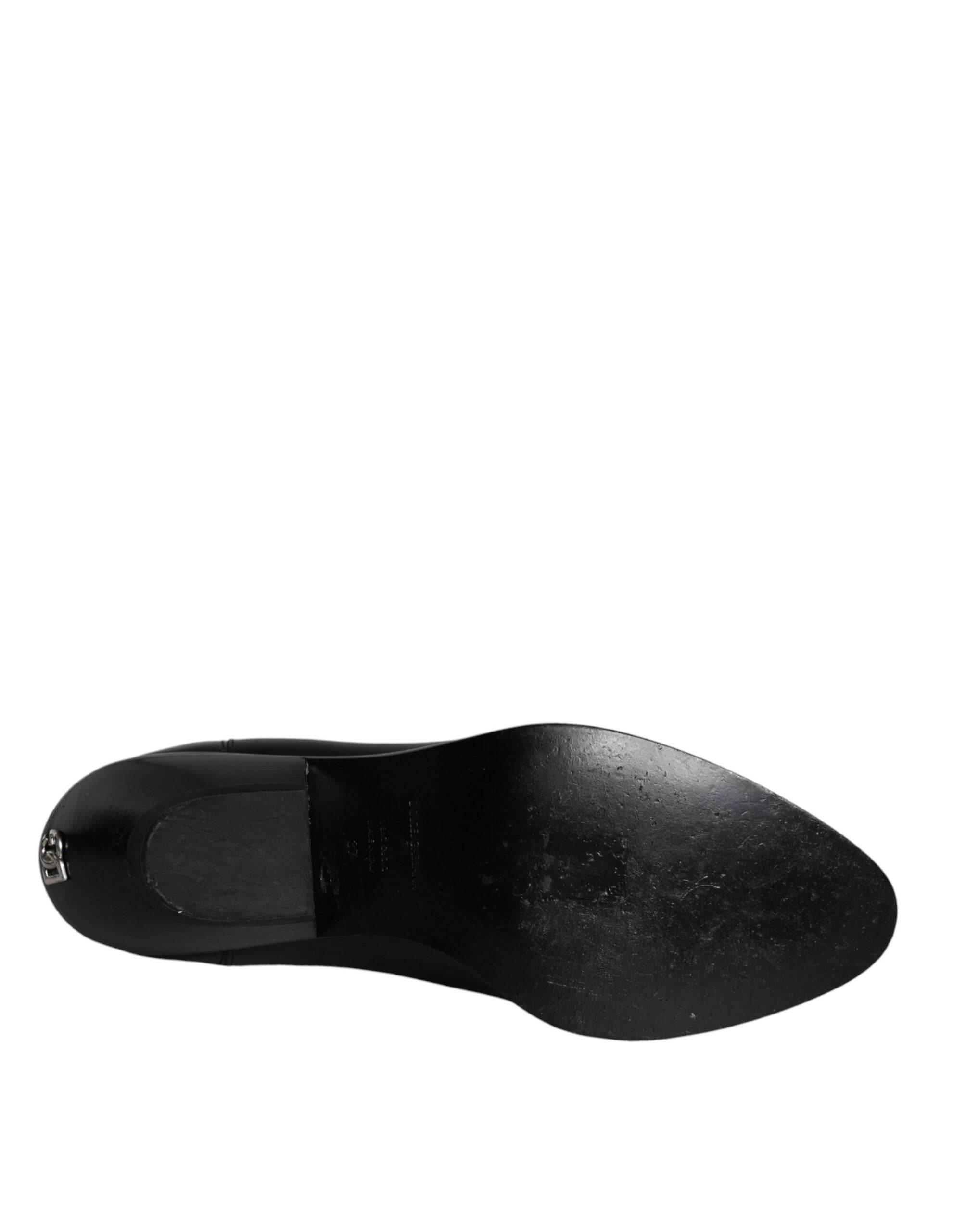 Dolce & Gabbana Black Leather Ankle Boots Booties Shoes - Hilstor