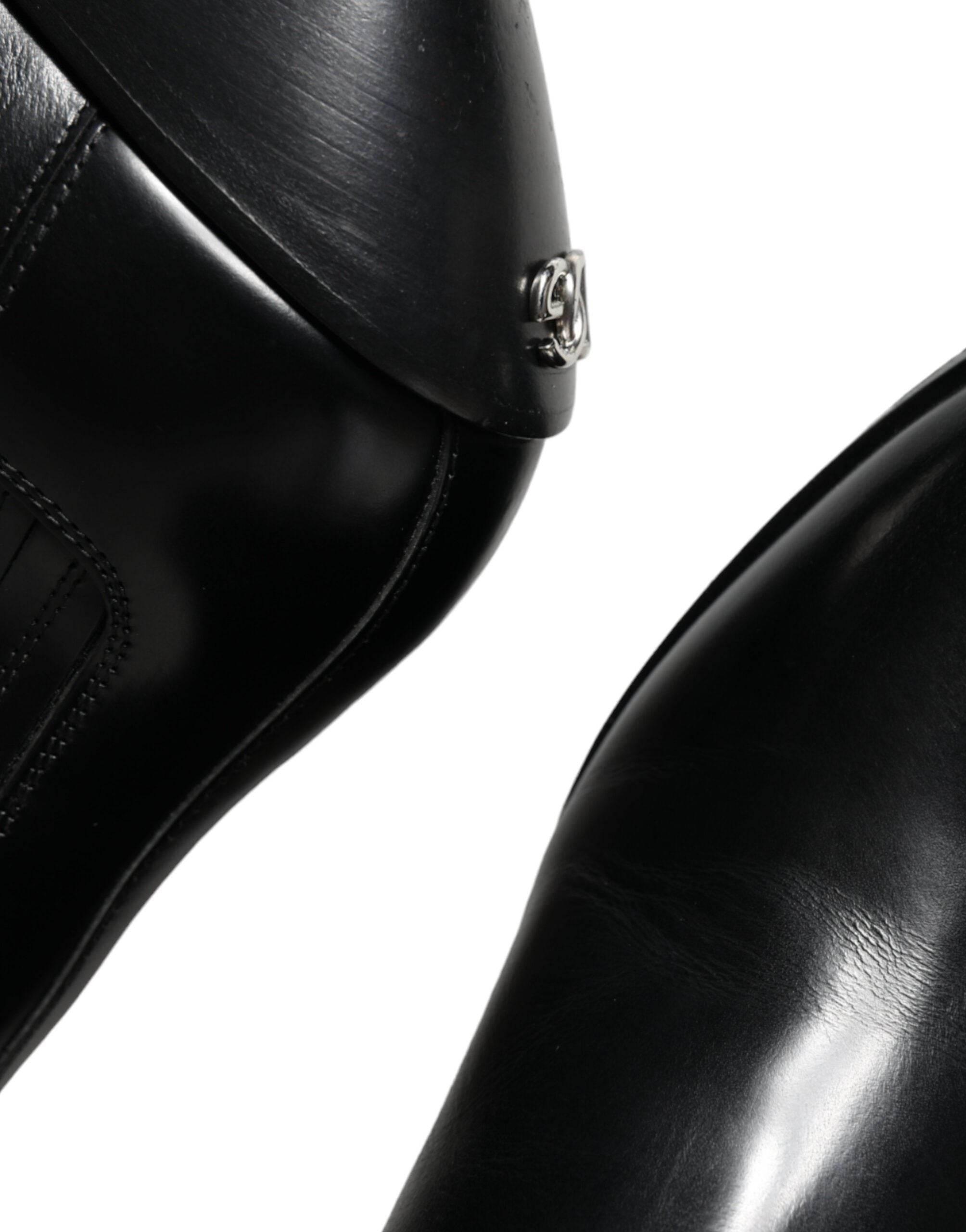 Dolce & Gabbana Black Leather Ankle Boots Booties Shoes - Hilstor