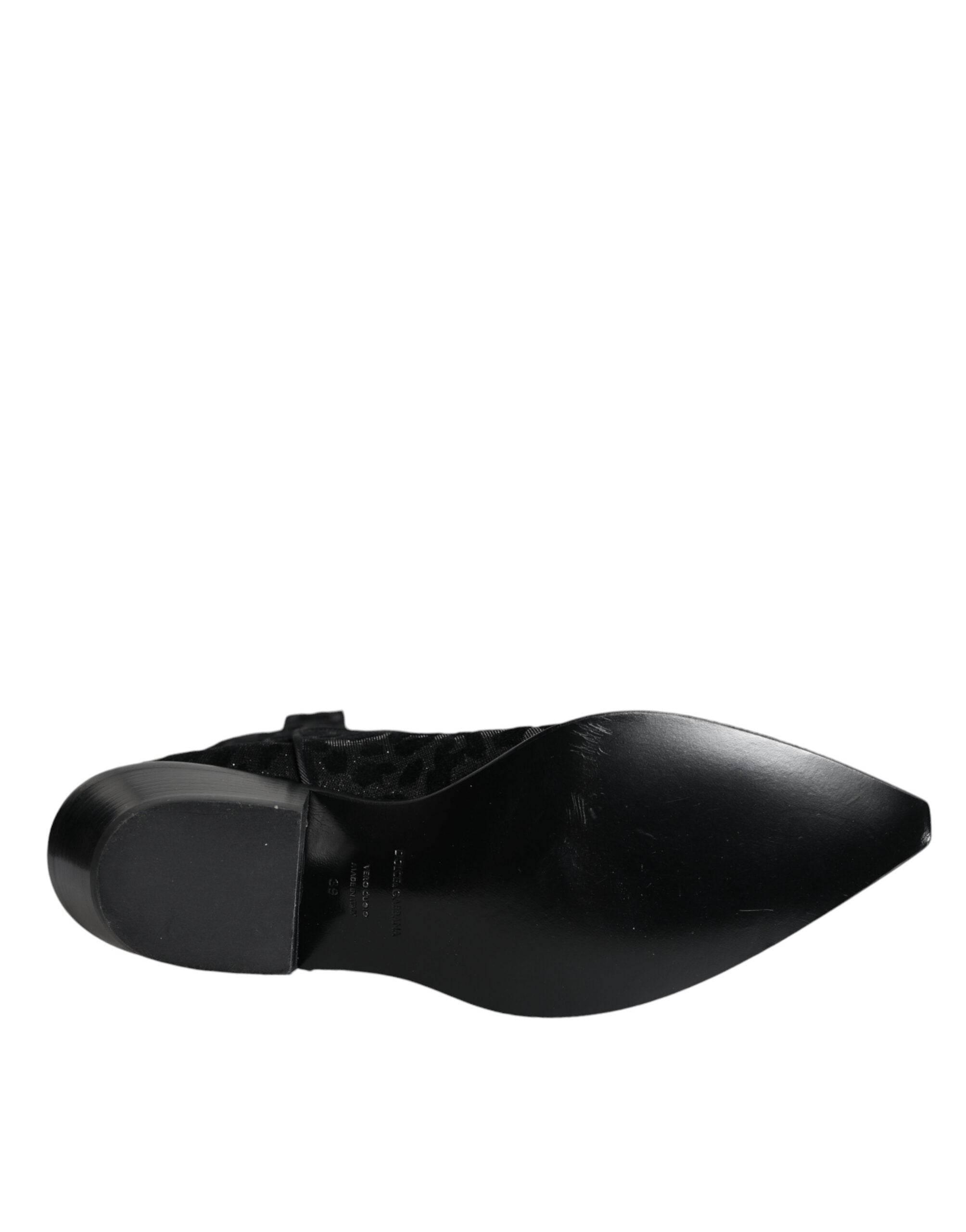 Dolce & Gabbana Black Gray Leopard Cowboy Boots Shoes - Hilstor