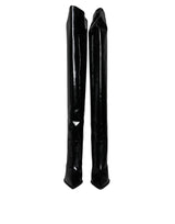 Dolce & Gabbana Black Patent Leather Knee High Boots Shoes - Hilstor