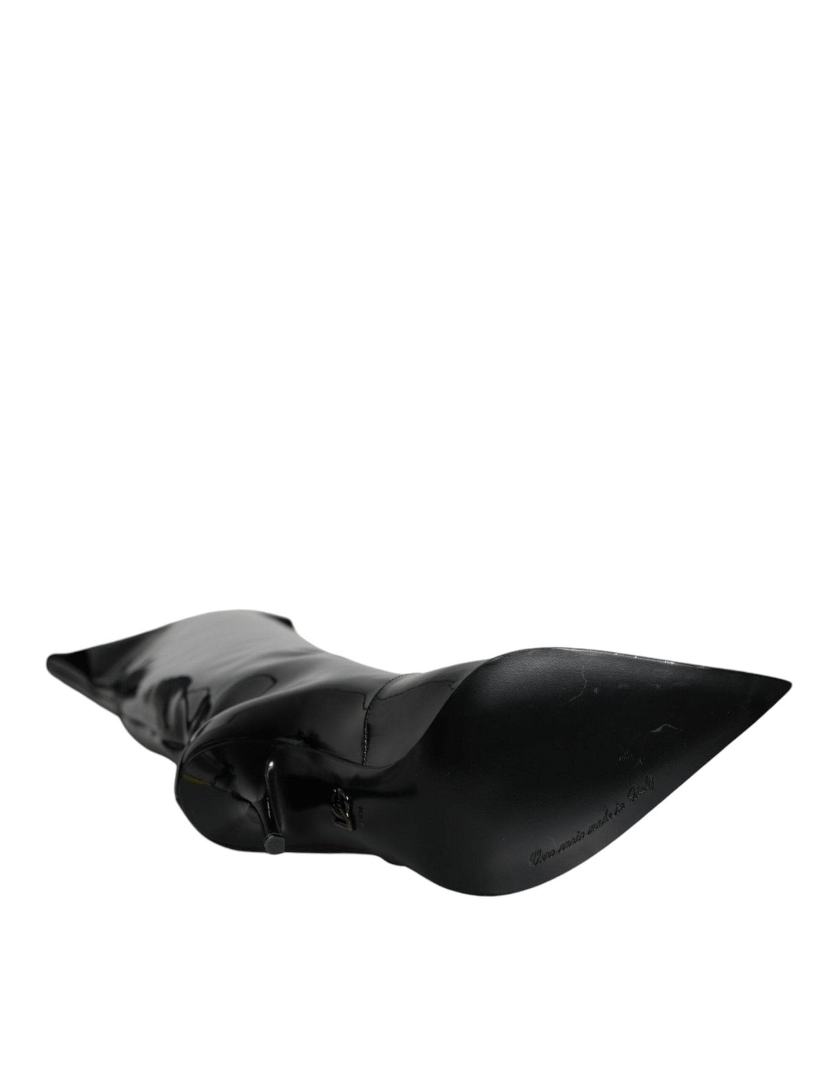 Dolce & Gabbana Black Patent Leather Knee High Boots Shoes - Hilstor