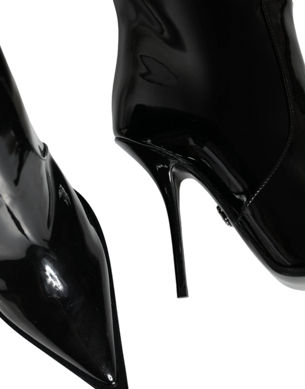 Dolce & Gabbana Black Patent Leather Knee High Boots Shoes - Hilstor