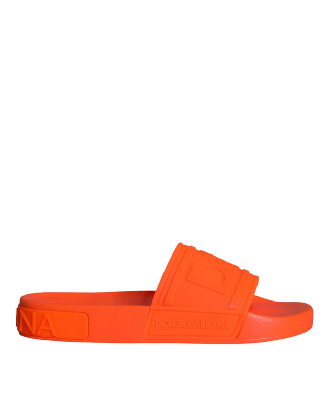 Dolce & Gabbana Orange Rubber Slides Sandals Beachwear Shoes - Hilstor