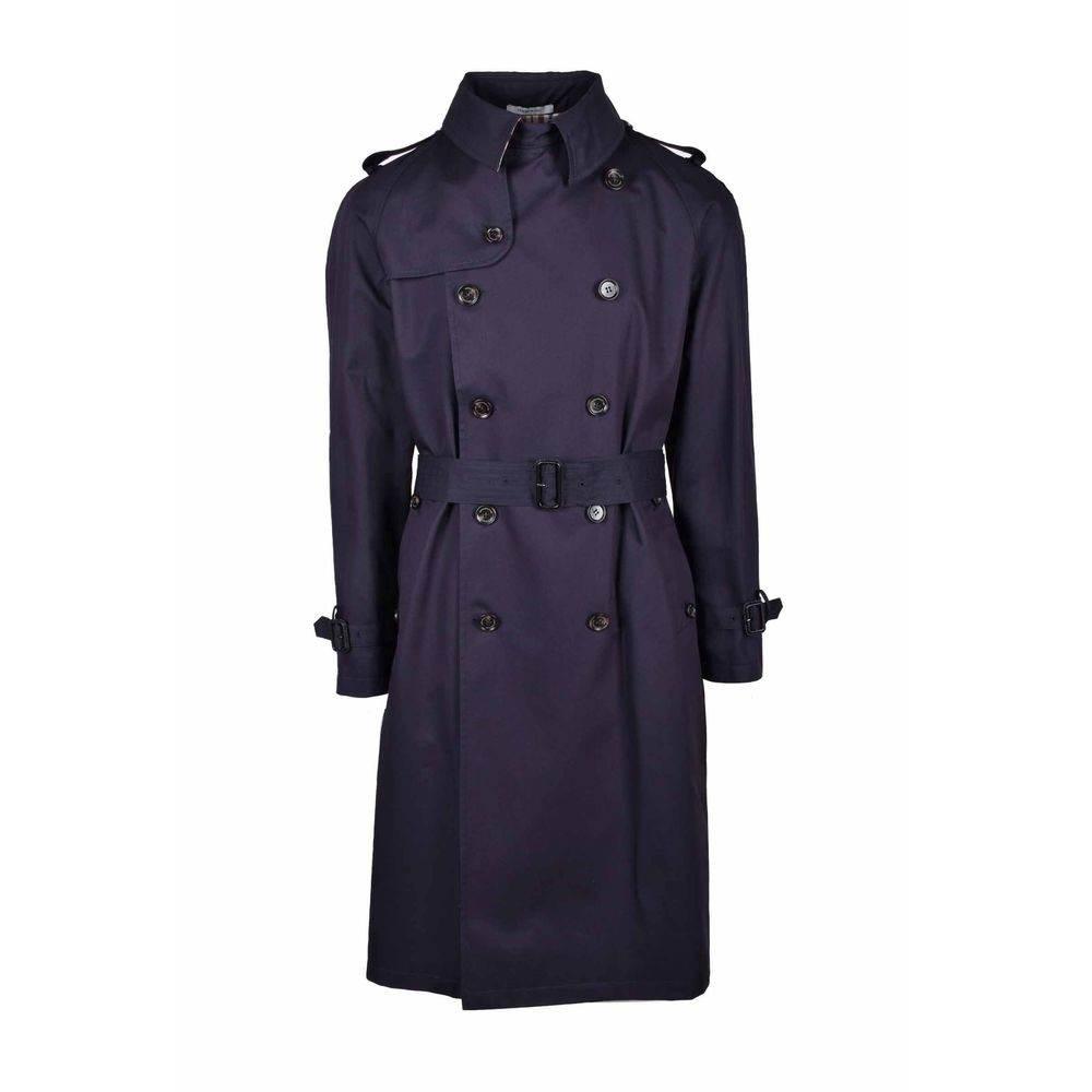 Aquascutum Blue Cotton Men's Trench Coat - Hilstor