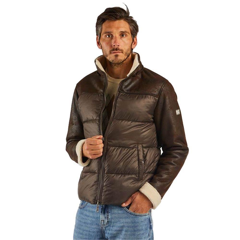 Yes Zee Brown Nylon Men's Quilted Jacket - Hilstor