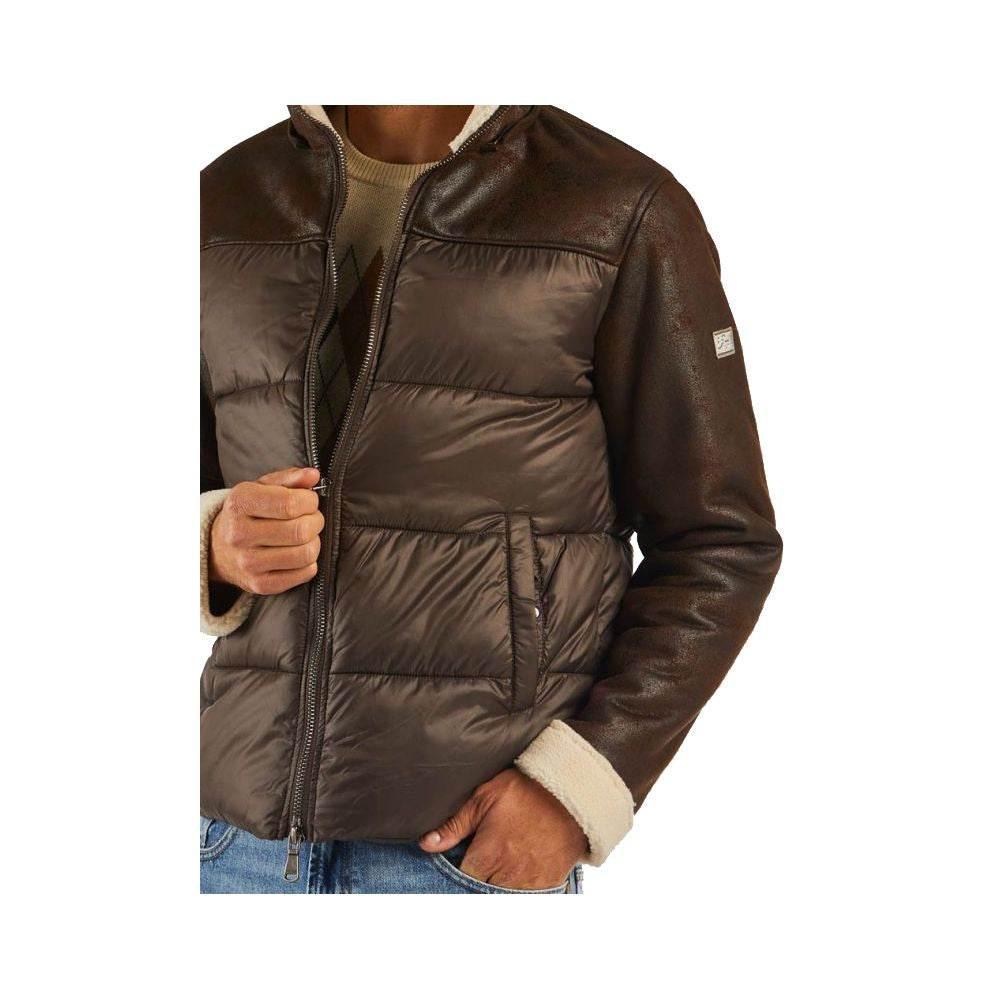 Yes Zee Brown Nylon Men's Quilted Jacket - Hilstor