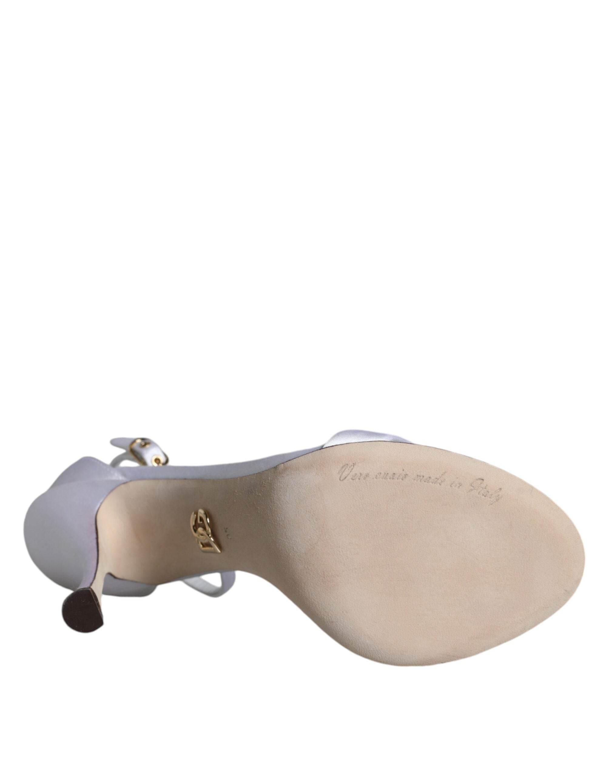Dolce & Gabbana White KEIRA Heels Ankle Strap Sandals Shoes - Hilstor