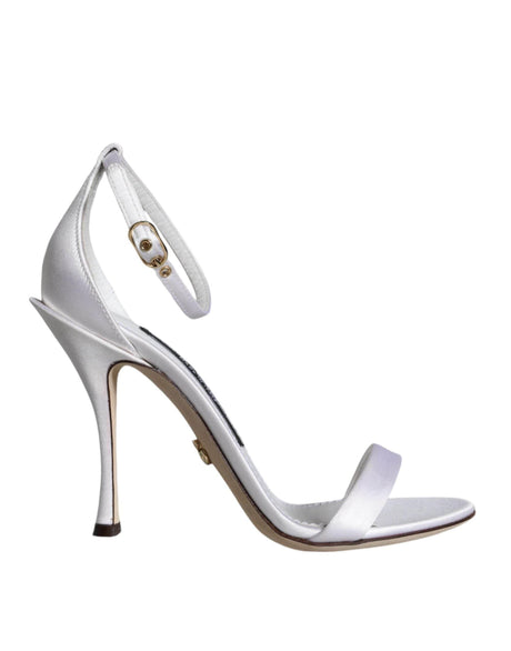 Dolce & Gabbana White KEIRA Heels Ankle Strap Sandals Shoes - Hilstor