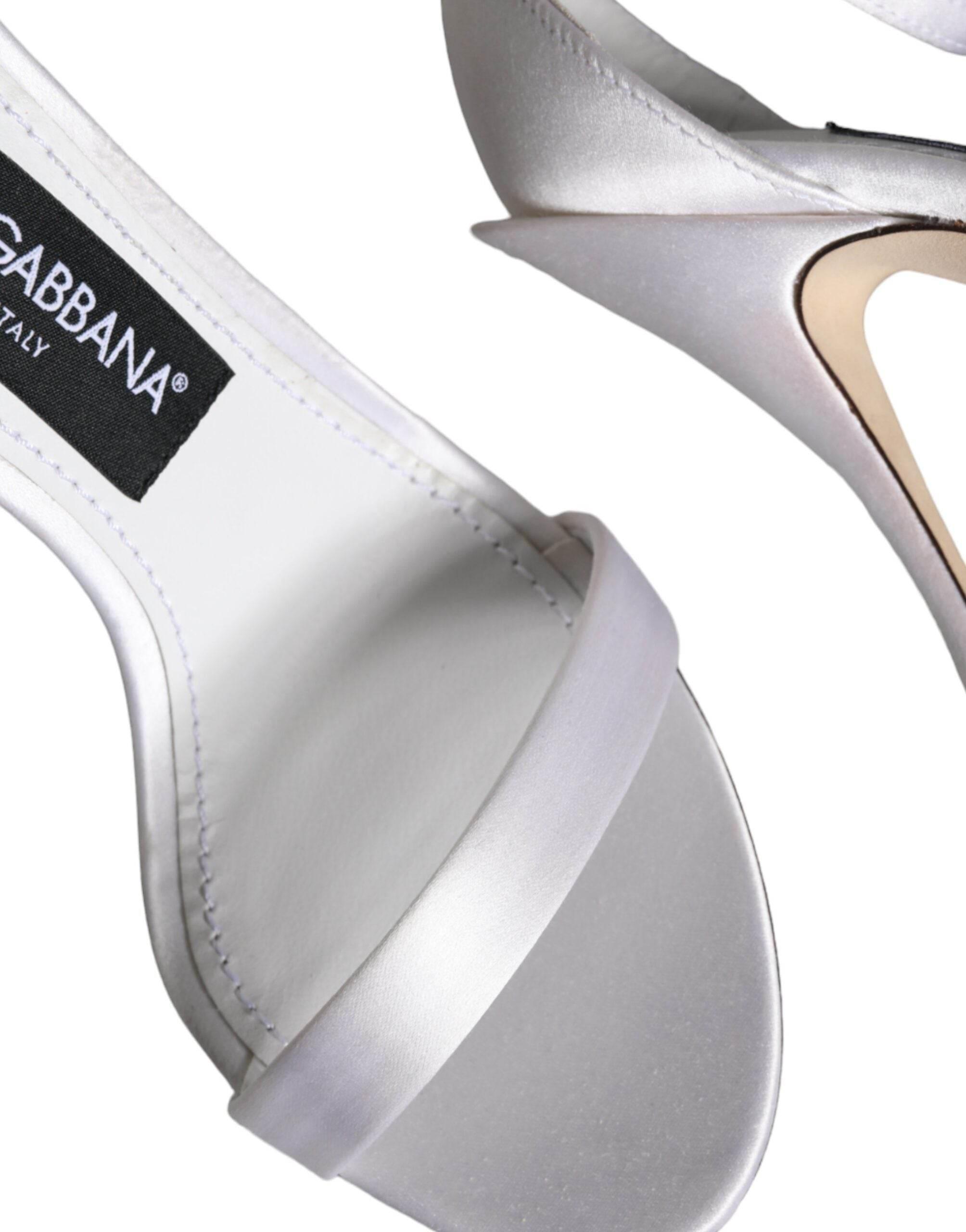 Dolce & Gabbana White KEIRA Heels Ankle Strap Sandals Shoes - Hilstor