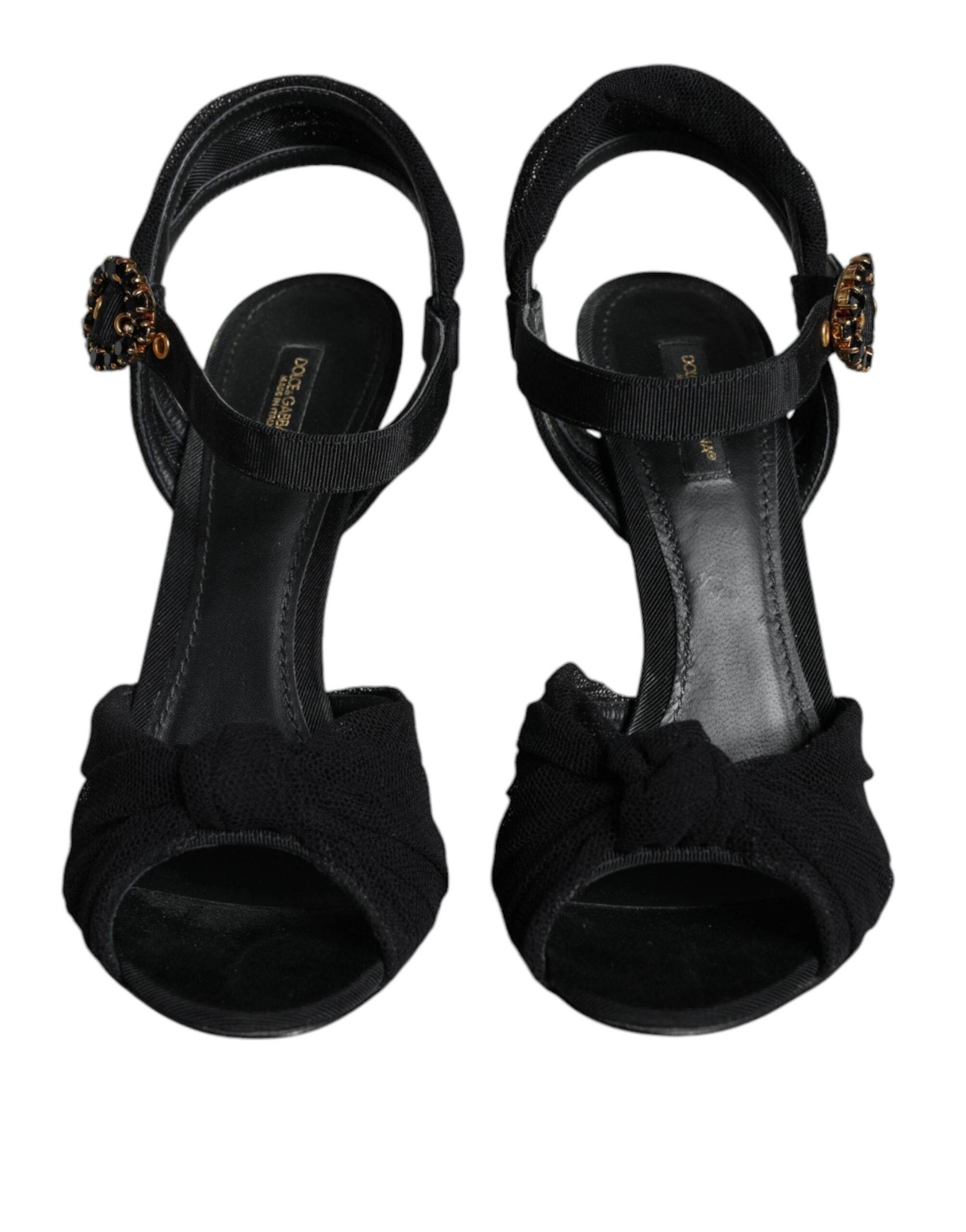 Dolce & Gabbana Black KEIRA Heels Ankle Strap Sandals Shoes - Hilstor