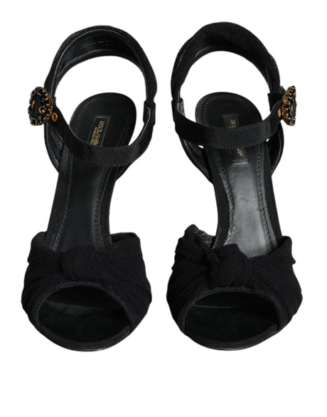 Dolce & Gabbana Black KEIRA Heels Ankle Strap Sandals Shoes - Hilstor