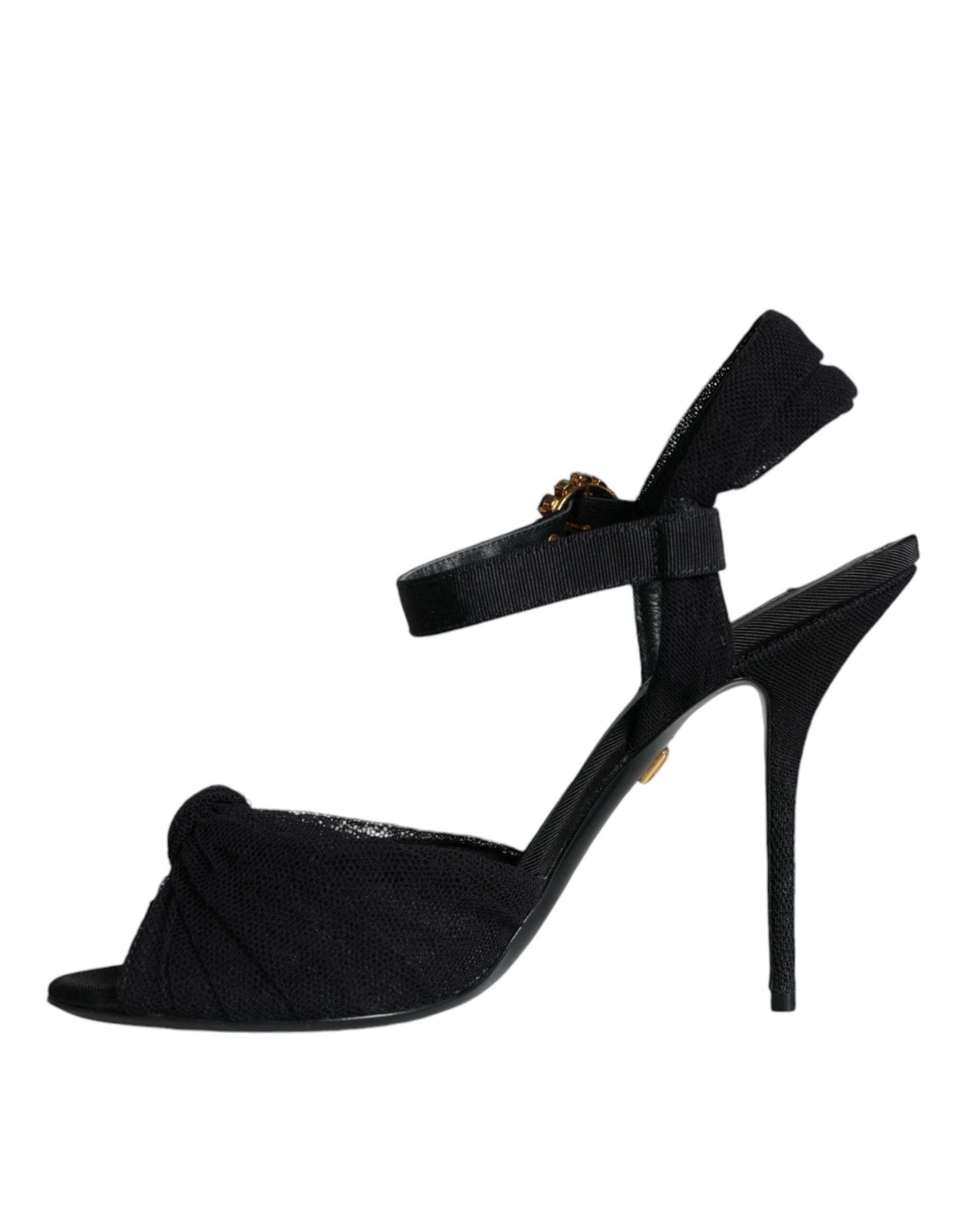 Dolce & Gabbana Black KEIRA Heels Ankle Strap Sandals Shoes - Hilstor