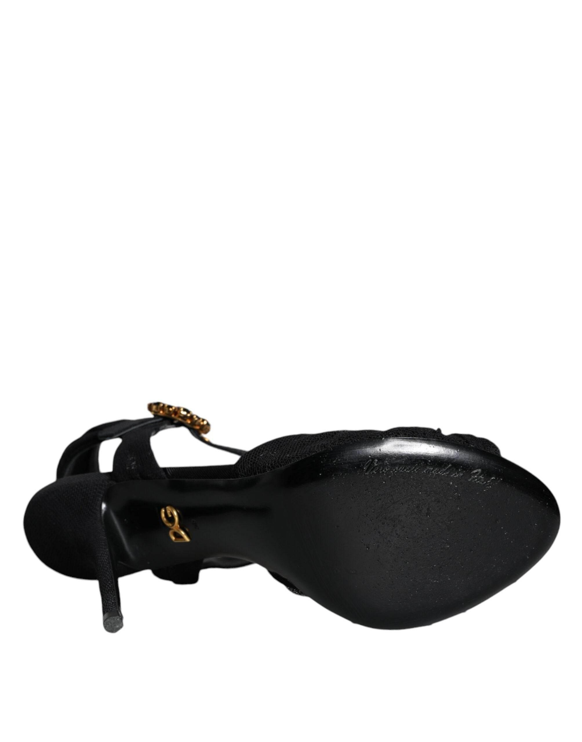 Dolce & Gabbana Black KEIRA Heels Ankle Strap Sandals Shoes - Hilstor