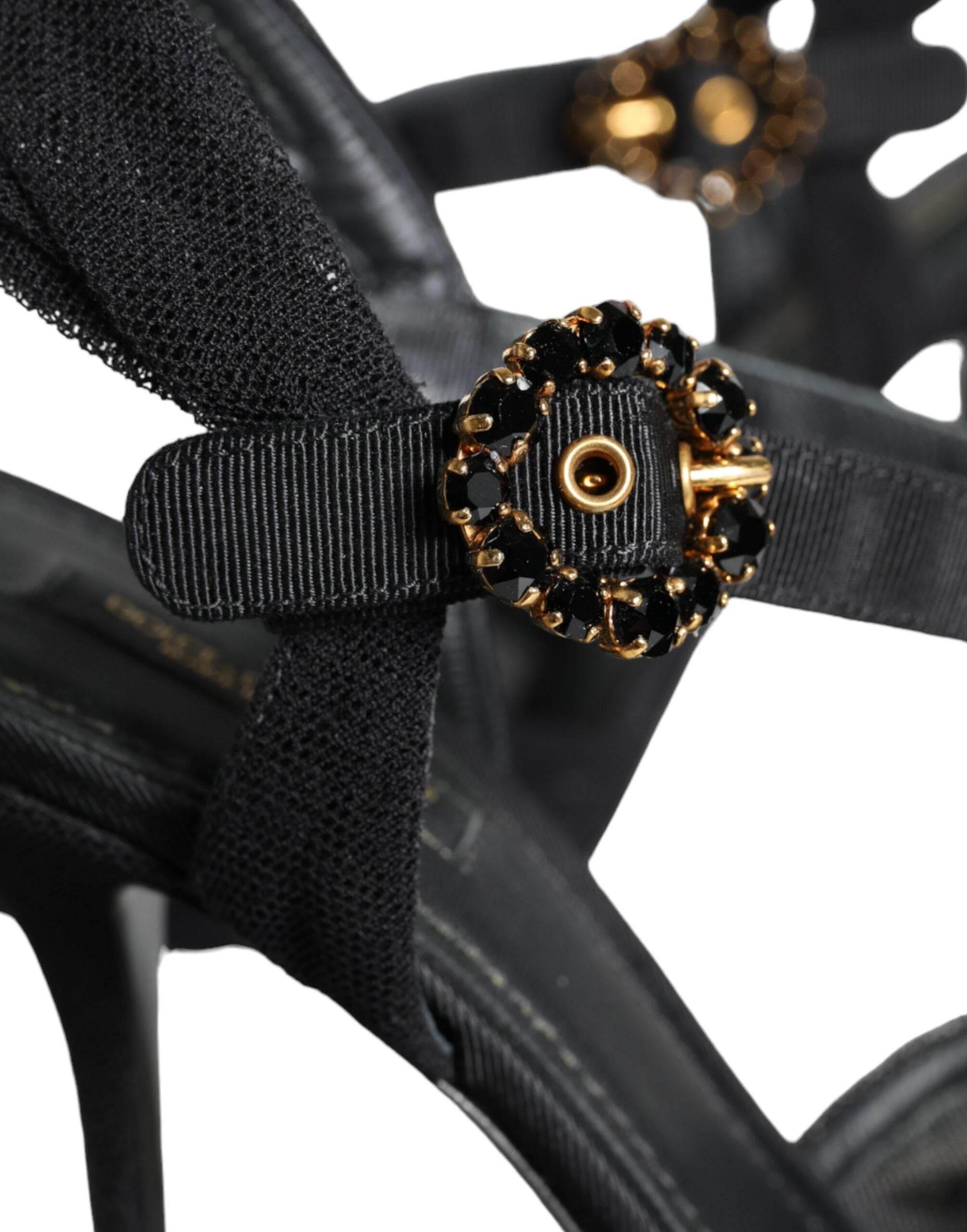 Dolce & Gabbana Black KEIRA Heels Ankle Strap Sandals Shoes - Hilstor