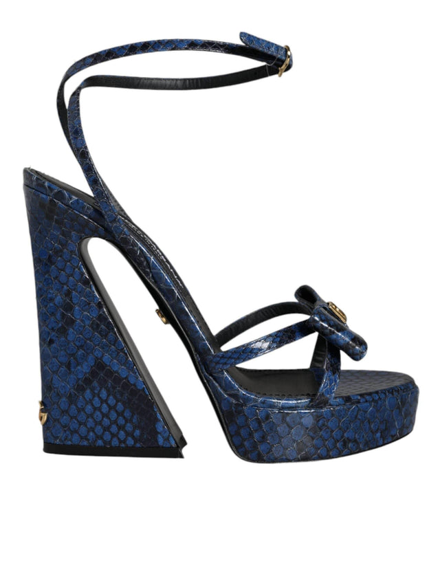 Dolce & Gabbana Blue Leather Ankle Strap Heels Sandals Shoes - Hilstor