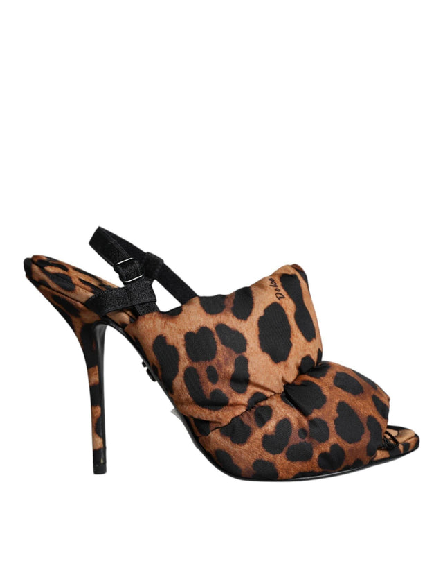Dolce & Gabbana Brown Leopard Keira Slingback Sandals Shoes - Hilstor