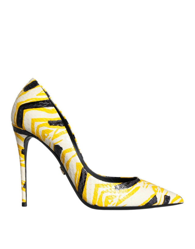 Dolce & Gabbana Multicolor Stripes Leather High Heels Pumps Shoes - Hilstor