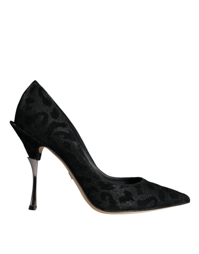 Dolce & Gabbana Black Leopard Lurex High Heels Pumps Shoes - Hilstor