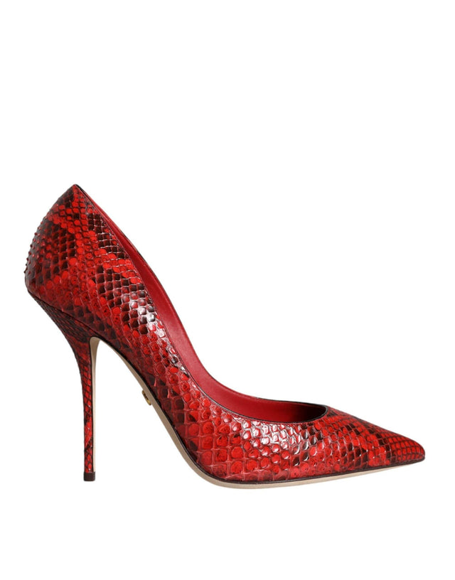 Dolce & Gabbana Red Leather Stiletto High Heels Pumps Shoes - Hilstor